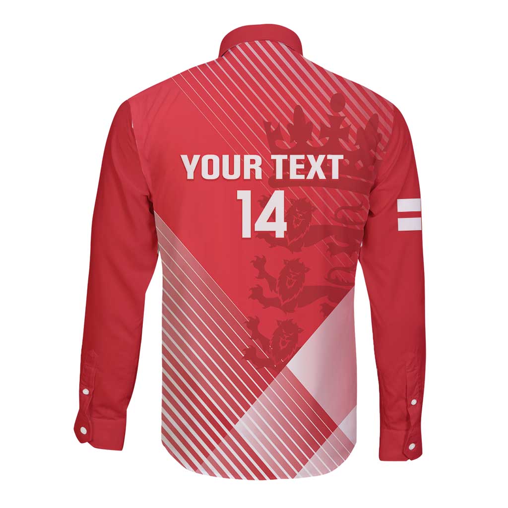 Custom England Cricket Long Sleeve Button Shirt Go Champions Sporty Style