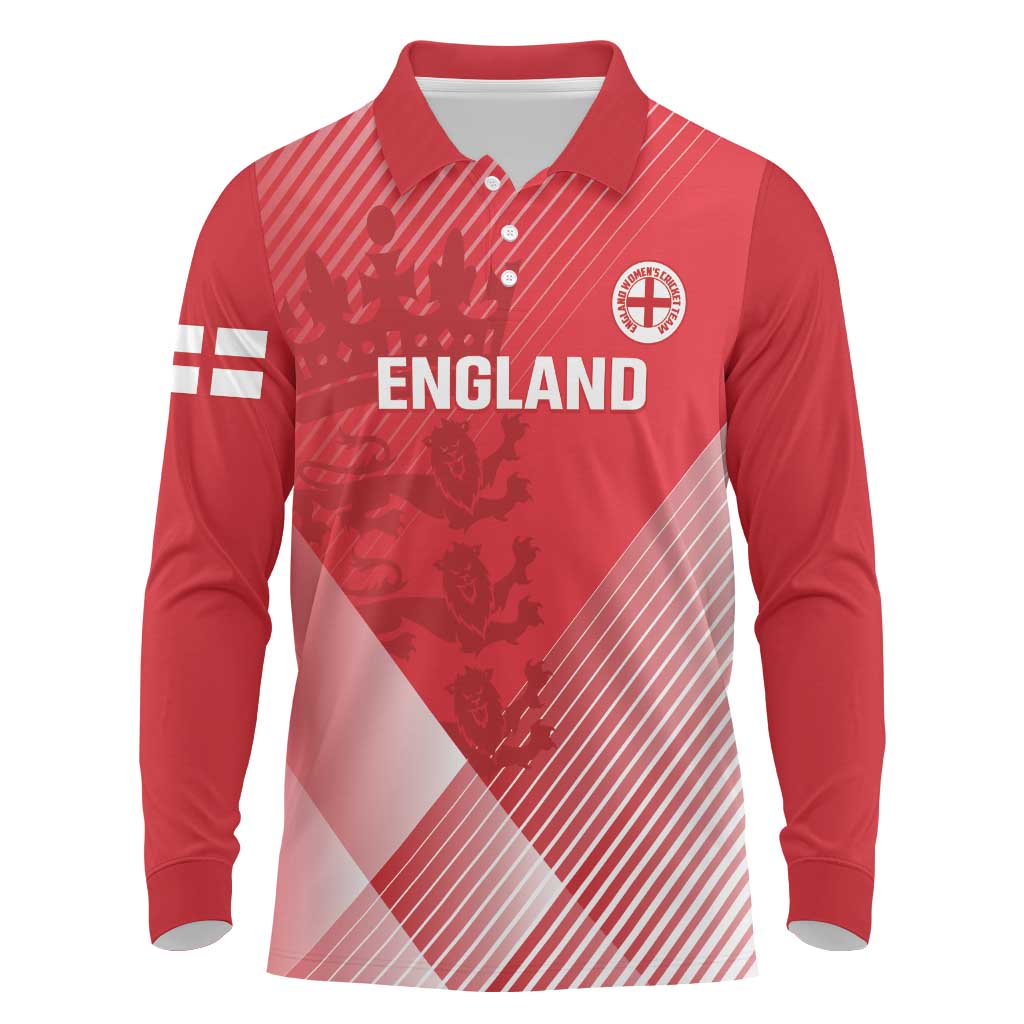 Custom England Cricket Long Sleeve Polo Shirt Go Champions Sporty Style