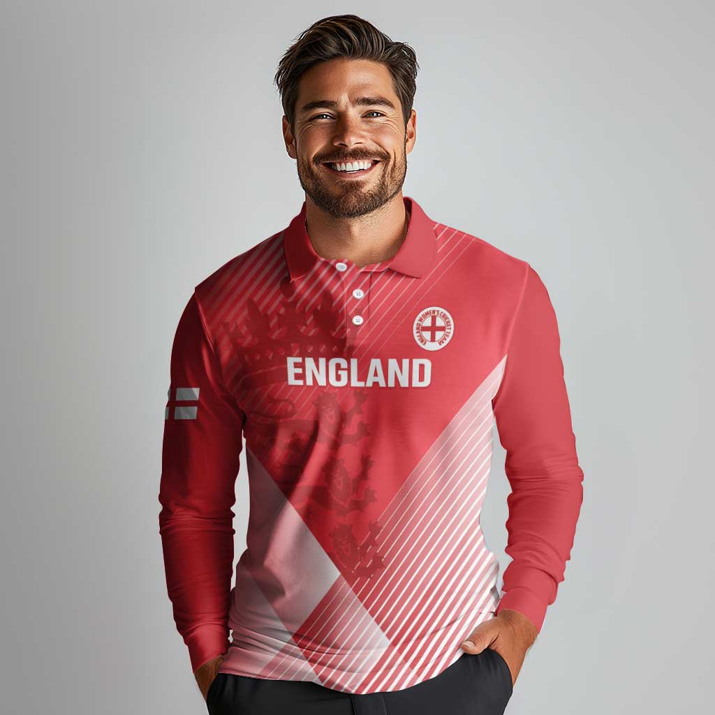 Custom England Cricket Long Sleeve Polo Shirt Go Champions Sporty Style