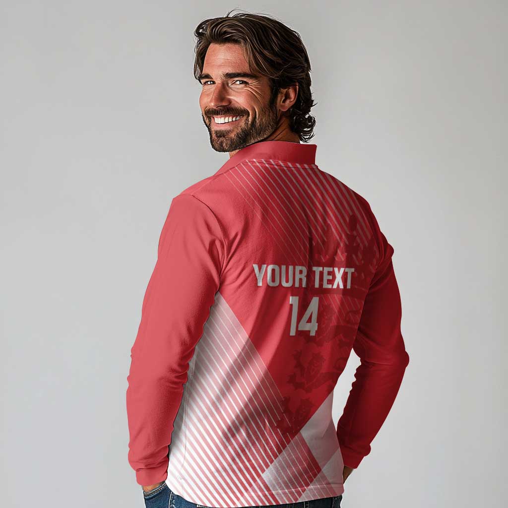 Custom England Cricket Long Sleeve Polo Shirt Go Champions Sporty Style