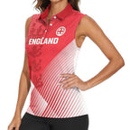 Custom England Cricket Women Sleeveless Polo Shirt Go Champions Sporty Style