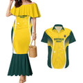 Custom Australia Cricket Couples Matching Mermaid Dress and Hawaiian Shirt Go Champions Aussie