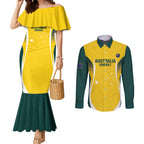 Custom Australia Cricket Couples Matching Mermaid Dress and Long Sleeve Button Shirt Go Champions Aussie