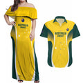 Custom Australia Cricket Couples Matching Off Shoulder Maxi Dress and Hawaiian Shirt Go Champions Aussie