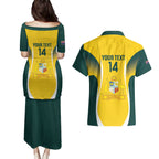 Custom Australia Cricket Couples Matching Puletasi and Hawaiian Shirt Go Champions Aussie