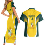 Custom Australia Cricket Couples Matching Short Sleeve Bodycon Dress and Hawaiian Shirt Go Champions Aussie