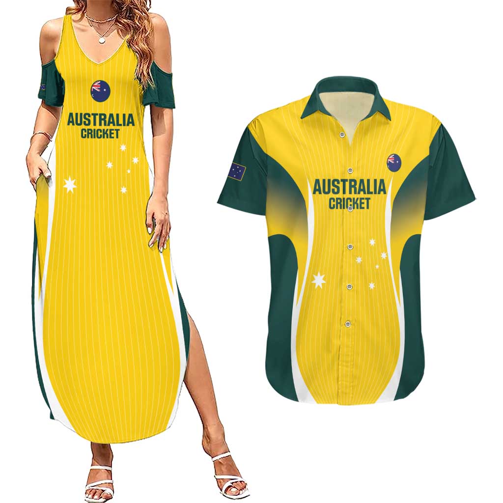 Custom Australia Cricket Couples Matching Summer Maxi Dress and Hawaiian Shirt Go Champions Aussie