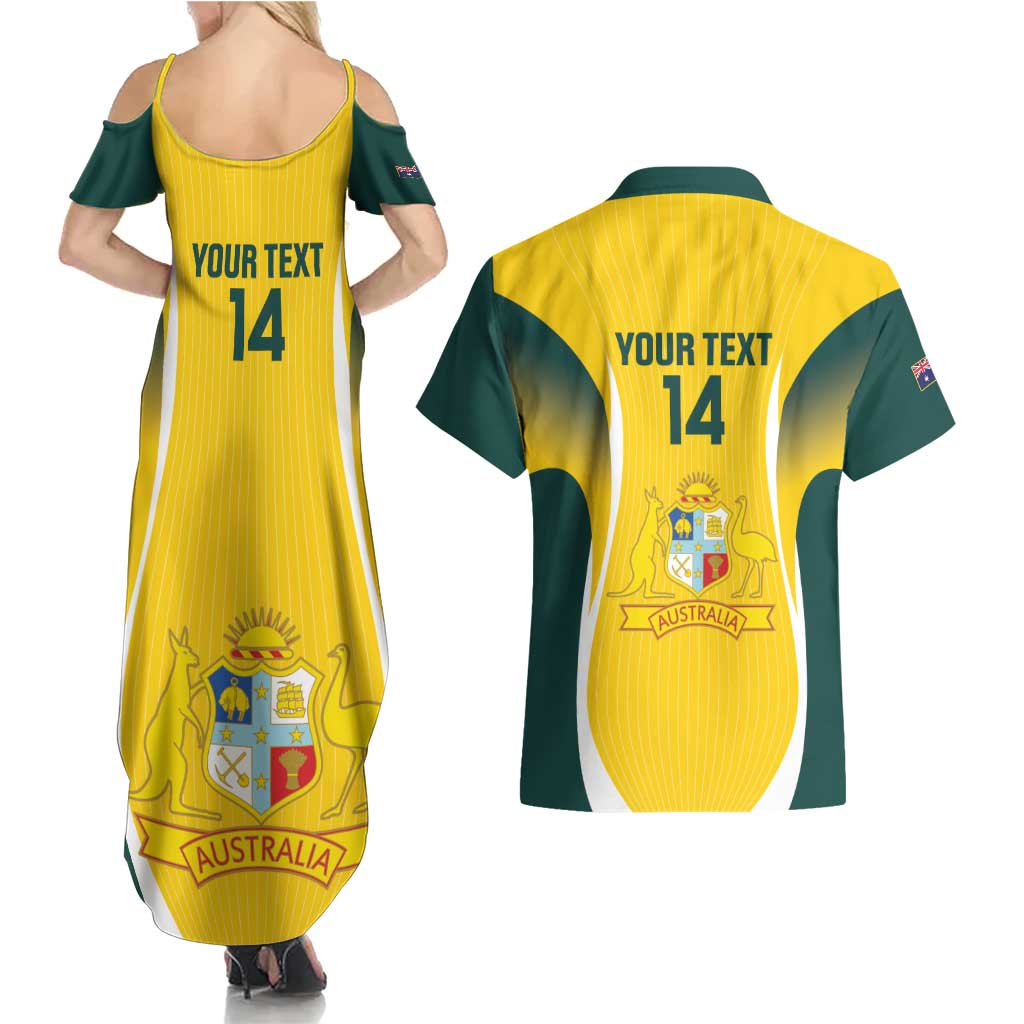 Custom Australia Cricket Couples Matching Summer Maxi Dress and Hawaiian Shirt Go Champions Aussie