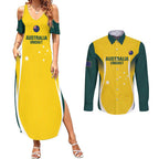 Custom Australia Cricket Couples Matching Summer Maxi Dress and Long Sleeve Button Shirt Go Champions Aussie