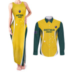Custom Australia Cricket Couples Matching Tank Maxi Dress and Long Sleeve Button Shirt Go Champions Aussie