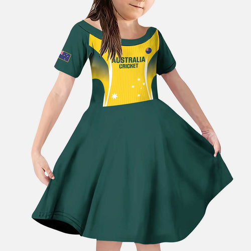 Custom Australia Cricket Kid Short Sleeve Dress Go Champions Aussie