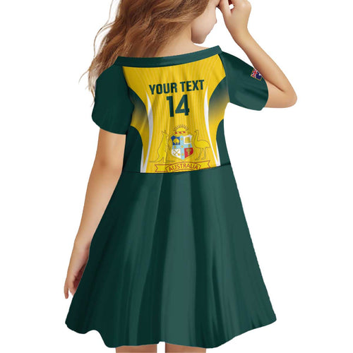 Custom Australia Cricket Kid Short Sleeve Dress Go Champions Aussie