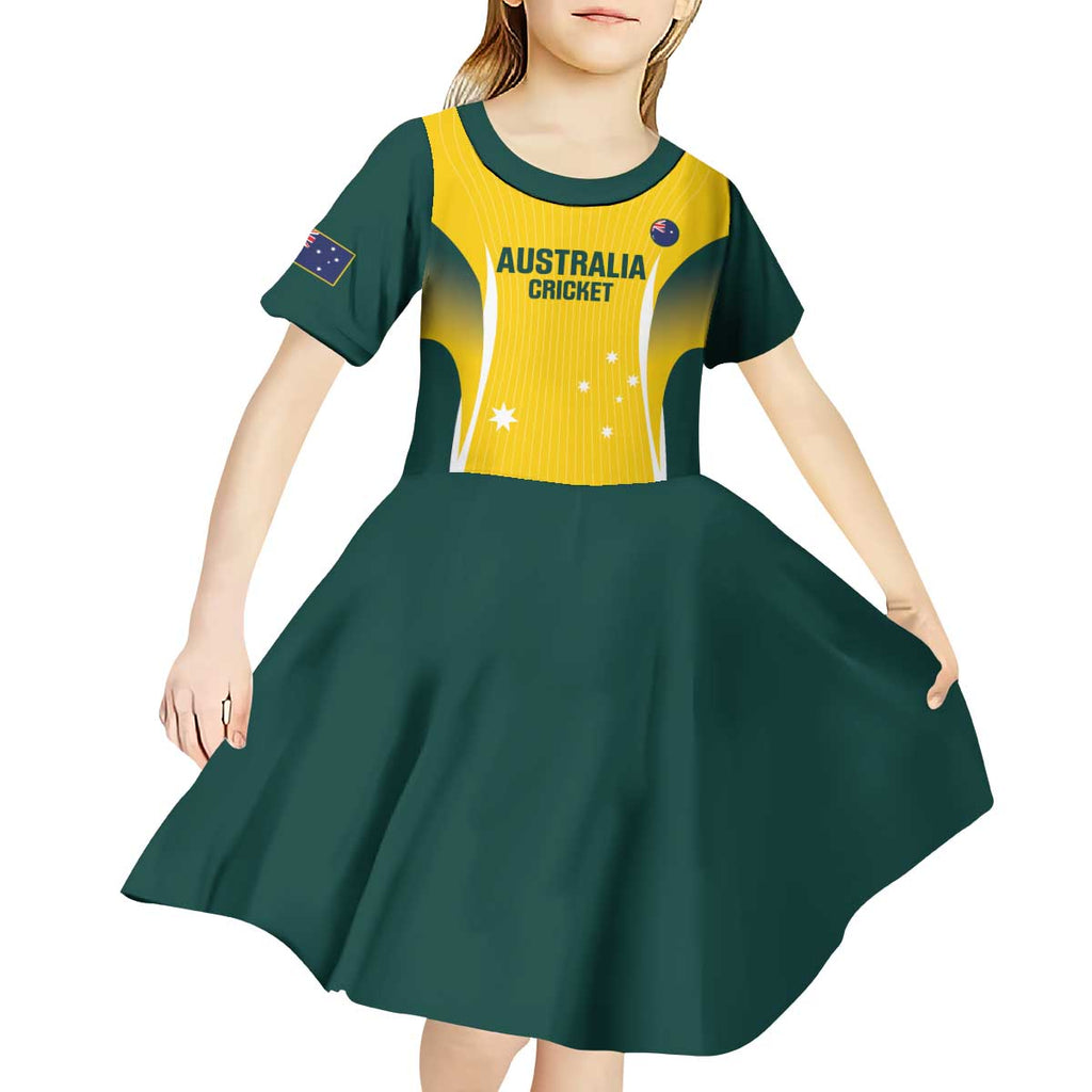 Custom Australia Cricket Kid Short Sleeve Dress Go Champions Aussie