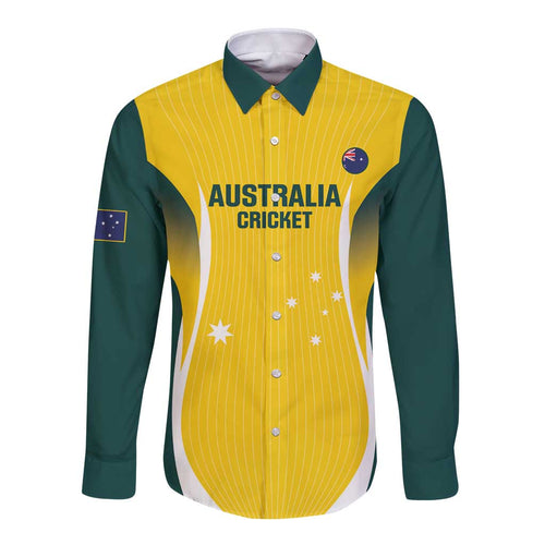 Custom Australia Cricket Long Sleeve Button Shirt Go Champions Aussie