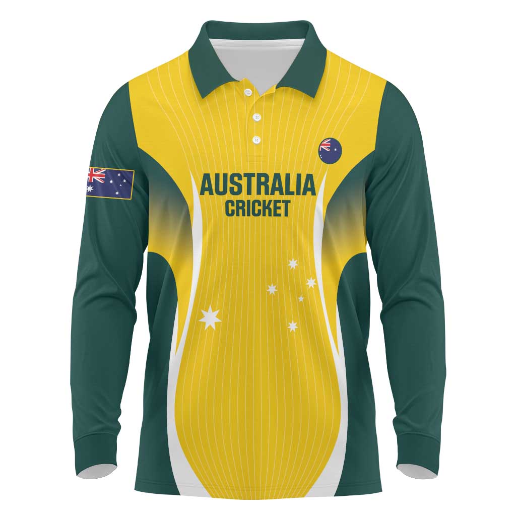 Custom Australia Cricket Long Sleeve Polo Shirt Go Champions Aussie