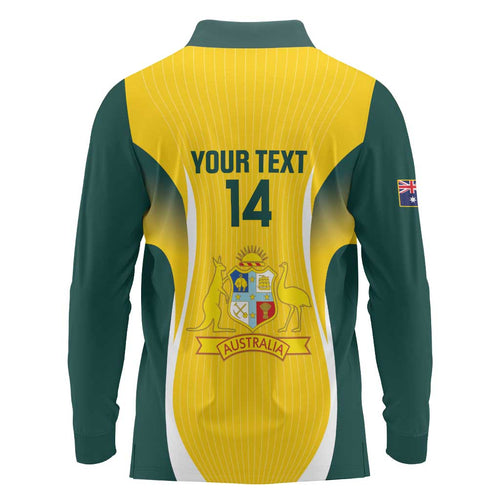 Custom Australia Cricket Long Sleeve Polo Shirt Go Champions Aussie