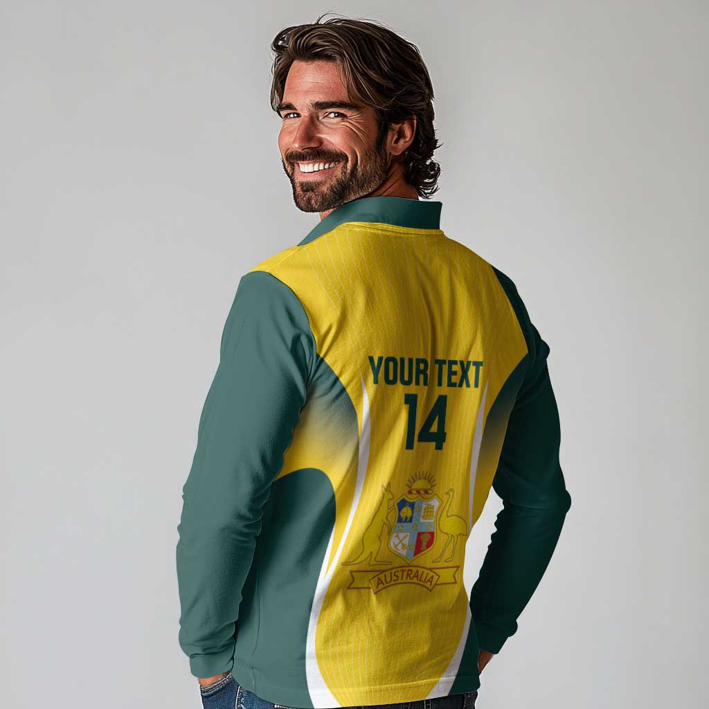 Custom Australia Cricket Long Sleeve Polo Shirt Go Champions Aussie