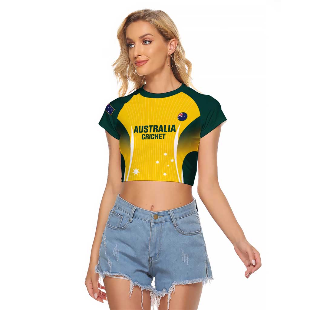 Custom Australia Cricket Raglan Cropped T Shirt Go Champions Aussie