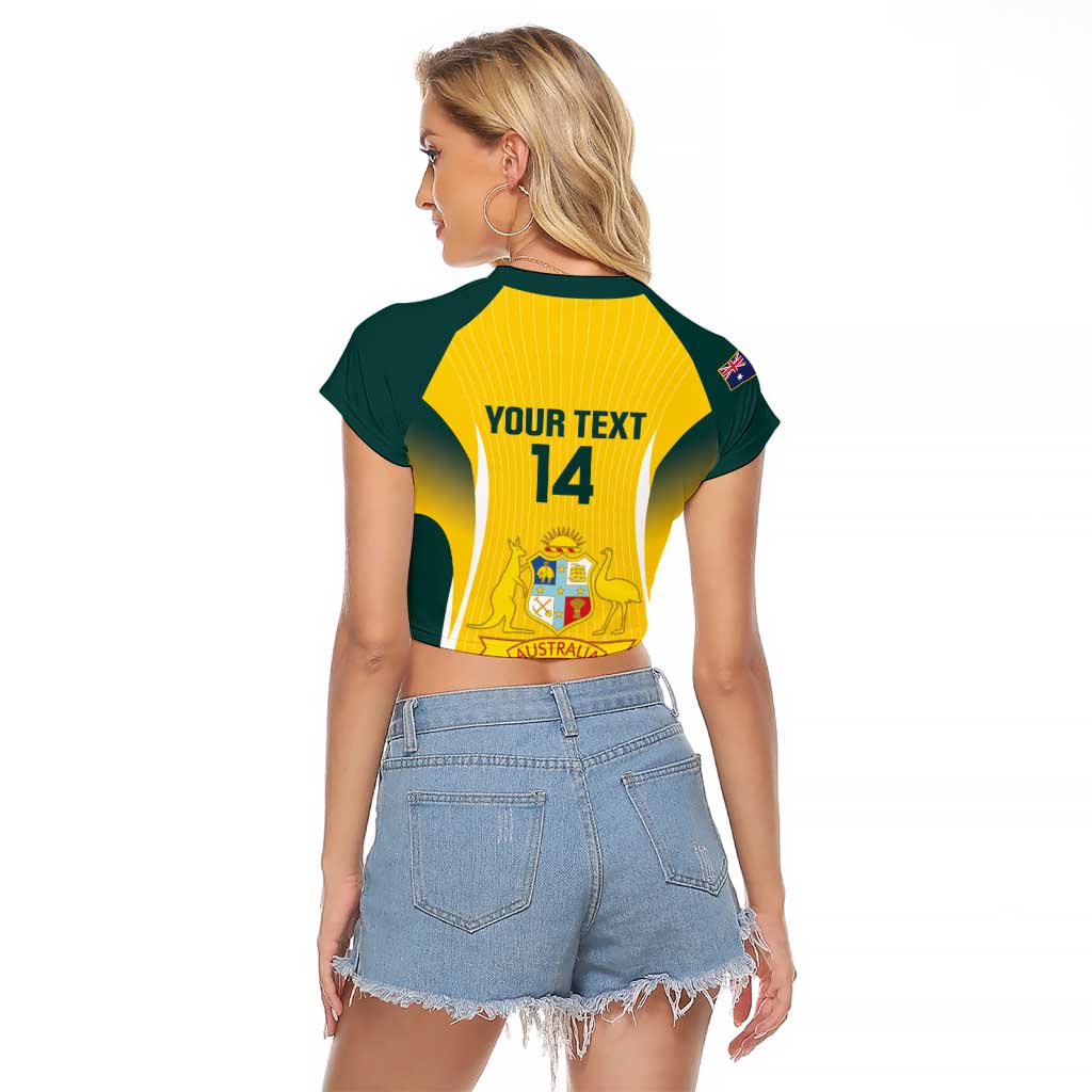 Custom Australia Cricket Raglan Cropped T Shirt Go Champions Aussie