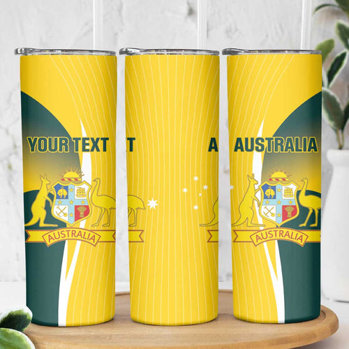 Custom Australia Cricket Skinny Tumbler Go Champions Aussie