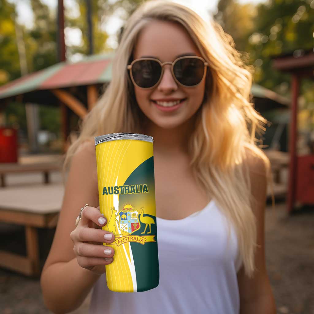 Custom Australia Cricket Skinny Tumbler Go Champions Aussie