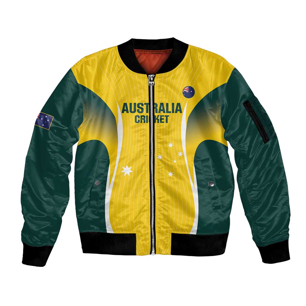 Custom Australia Cricket Sleeve Zip Bomber Jacket Go Champions Aussie