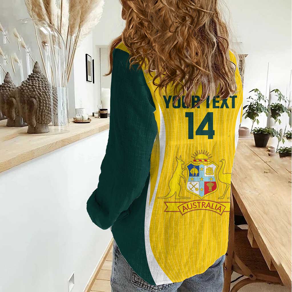 Custom Australia Cricket Women Casual Shirt Go Champions Aussie