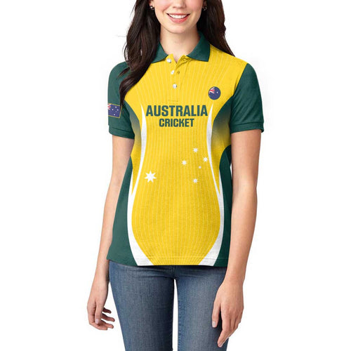 Custom Australia Cricket Women Polo Shirt Go Champions Aussie