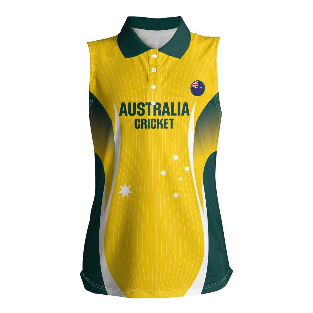 Custom Australia Cricket Women Sleeveless Polo Shirt Go Champions Aussie