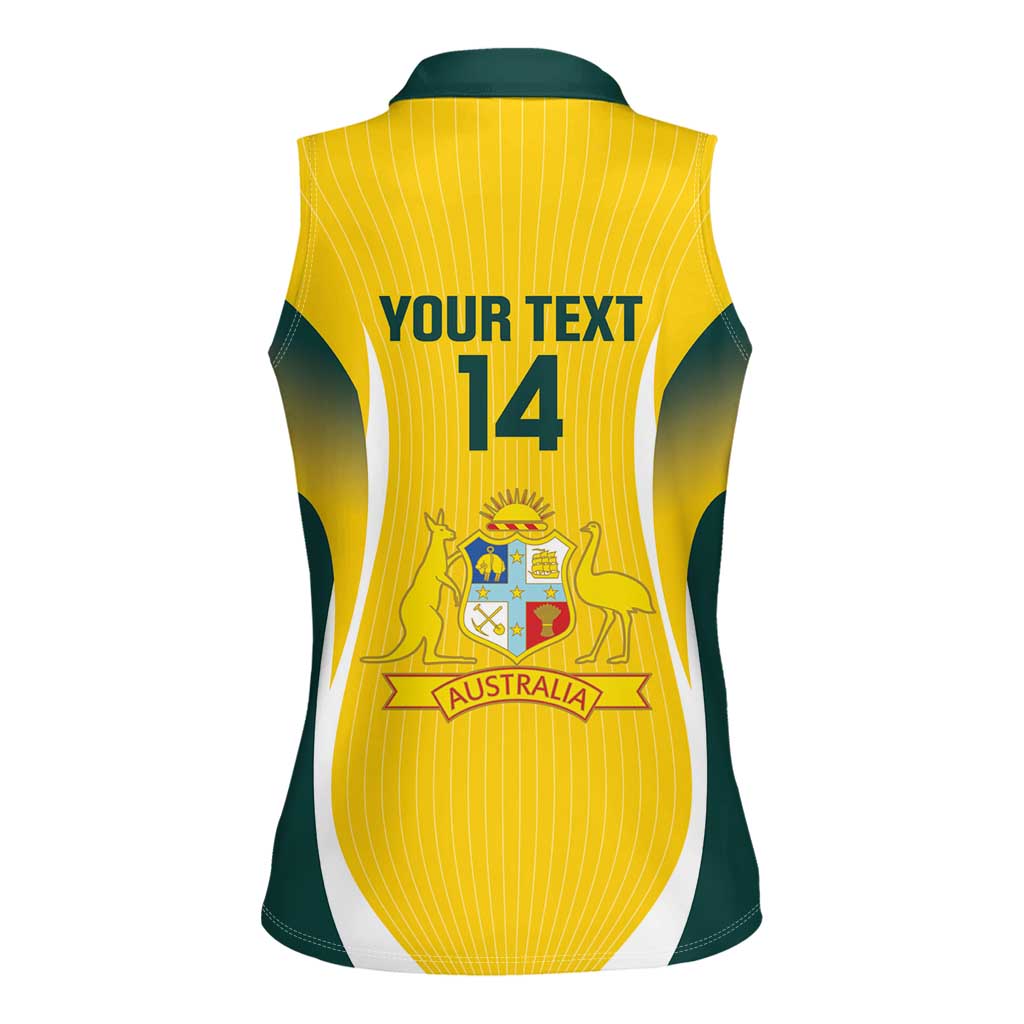 Custom Australia Cricket Women Sleeveless Polo Shirt Go Champions Aussie