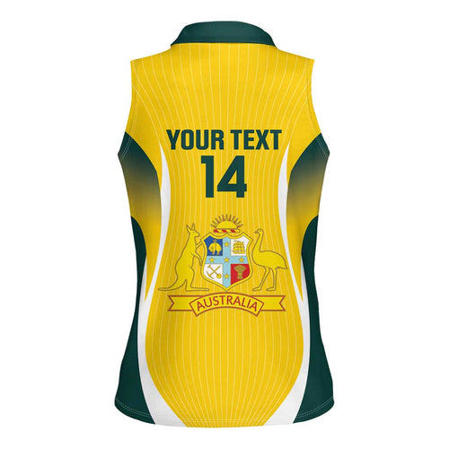 Custom Australia Cricket Women Sleeveless Polo Shirt Go Champions Aussie