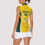 Custom Australia Cricket Women Sleeveless Polo Shirt Go Champions Aussie