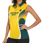 Custom Australia Cricket Women Sleeveless Polo Shirt Go Champions Aussie