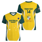 Custom Australia Cricket Women V-Neck T-Shirt Go Champions Aussie