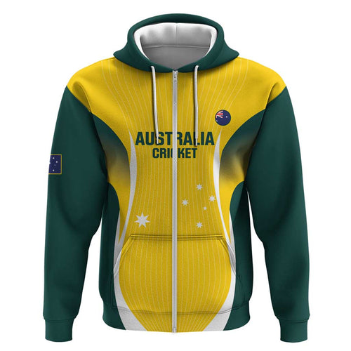 Custom Australia Cricket Zip Hoodie Go Champions Aussie