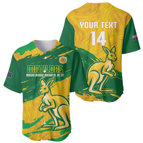 Custom Australia Soccer Baseball Jersey 2025 Go Matildas Marble Grunge Style
