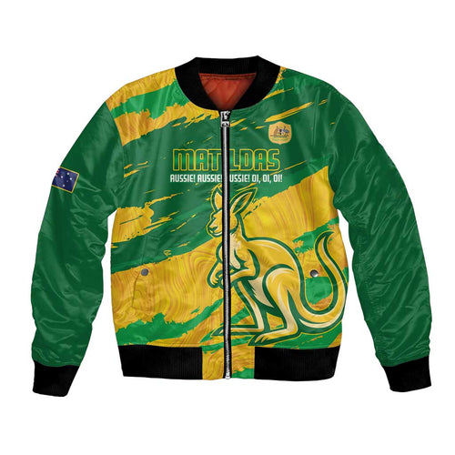 Custom Australia Soccer Bomber Jacket 2025 Go Matildas Marble Grunge Style