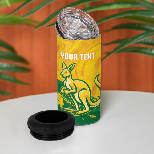 Custom Australia Soccer 4 in 1 Can Cooler Tumbler 2025 Go Matildas Marble Grunge Style