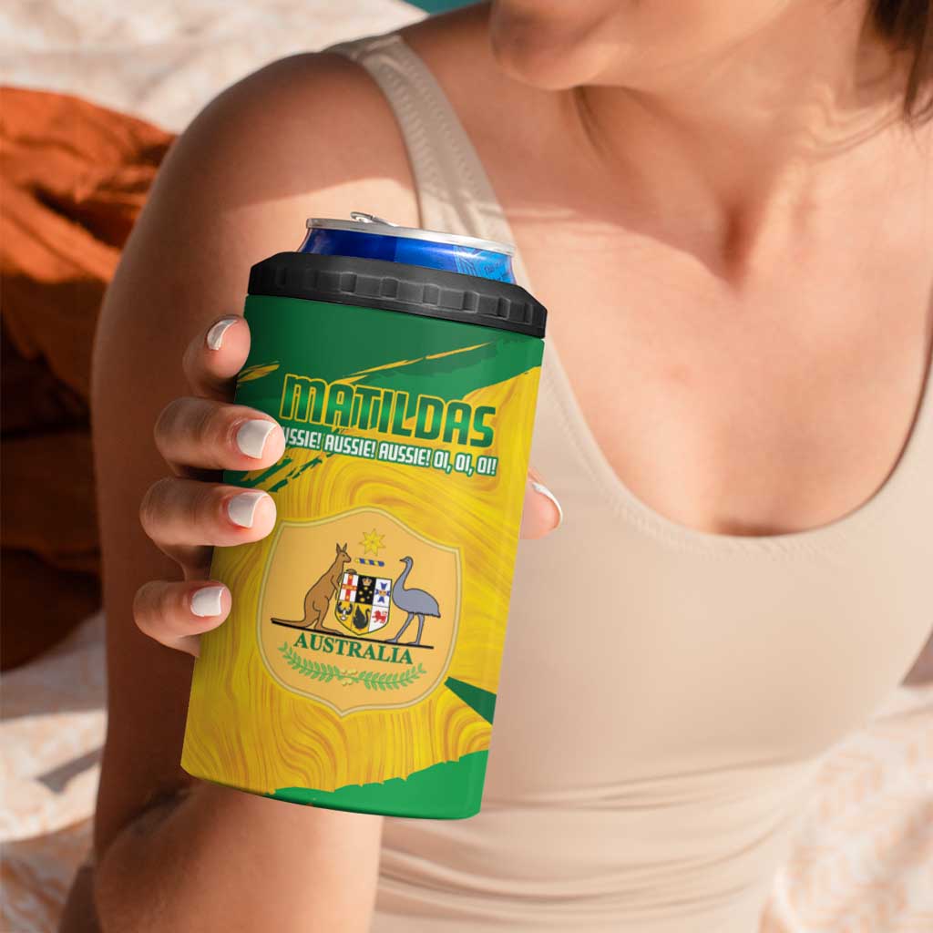 Custom Australia Soccer 4 in 1 Can Cooler Tumbler 2025 Go Matildas Marble Grunge Style