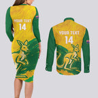 Custom Australia Soccer Couples Matching Long Sleeve Bodycon Dress and Long Sleeve Button Shirt 2025 Go Matildas Marble Grunge Style