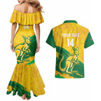 Custom Australia Soccer Couples Matching Mermaid Dress and Hawaiian Shirt 2025 Go Matildas Marble Grunge Style