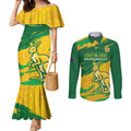 Custom Australia Soccer Couples Matching Mermaid Dress and Long Sleeve Button Shirt 2025 Go Matildas Marble Grunge Style