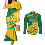 Custom Australia Soccer Couples Matching Mermaid Dress and Long Sleeve Button Shirt 2025 Go Matildas Marble Grunge Style