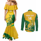 Custom Australia Soccer Couples Matching Mermaid Dress and Long Sleeve Button Shirt 2025 Go Matildas Marble Grunge Style
