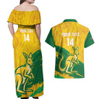 Custom Australia Soccer Couples Matching Off Shoulder Maxi Dress and Hawaiian Shirt 2025 Go Matildas Marble Grunge Style