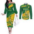 Custom Australia Soccer Couples Matching Off The Shoulder Long Sleeve Dress and Long Sleeve Button Shirt 2025 Go Matildas Marble Grunge Style