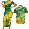 Custom Australia Soccer Couples Matching Short Sleeve Bodycon Dress and Hawaiian Shirt 2025 Go Matildas Marble Grunge Style