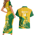 Custom Australia Soccer Couples Matching Short Sleeve Bodycon Dress and Hawaiian Shirt 2025 Go Matildas Marble Grunge Style