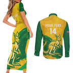 Custom Australia Soccer Couples Matching Short Sleeve Bodycon Dress and Long Sleeve Button Shirt 2025 Go Matildas Marble Grunge Style