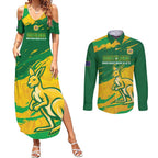 Custom Australia Soccer Couples Matching Summer Maxi Dress and Long Sleeve Button Shirt 2025 Go Matildas Marble Grunge Style